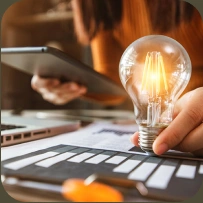 A creative idea represented by a glowing light bulb